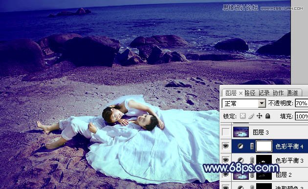 Photoshop调出紫色调海边婚纱照,PS教程,16xx8.com教程网