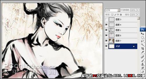 Photoshop CS3 打造水墨风格美女