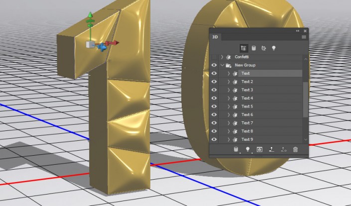 3D工具，通过PS中的3D功能创建膨胀3D文本效果