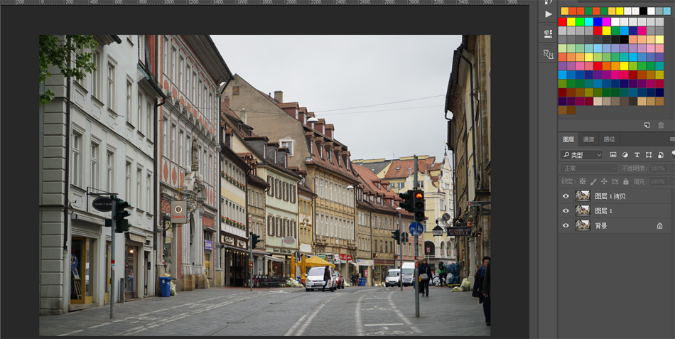 PS濾鏡把城市建筑照片轉成素描線稿效果