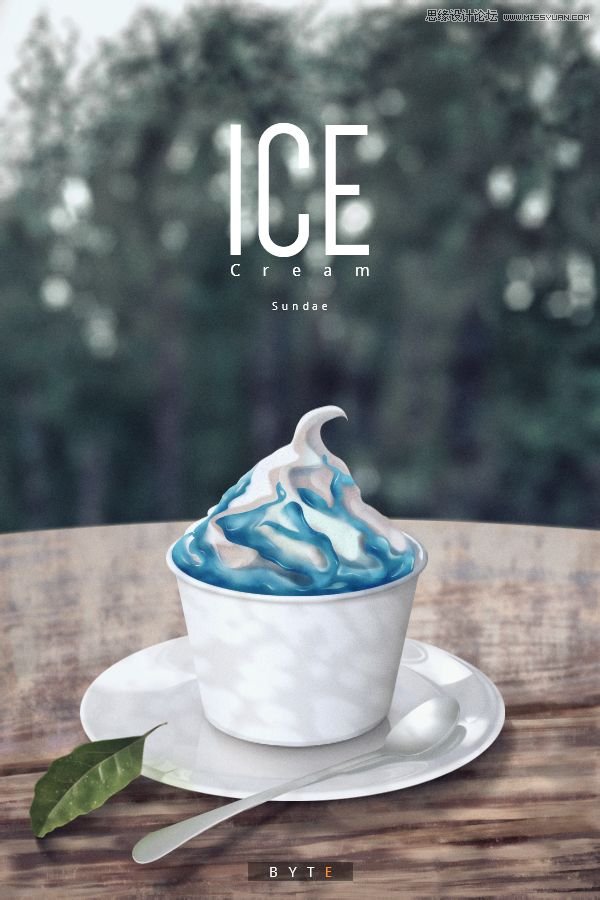 PS鼠绘美味圣代冰激凌广告海报设计