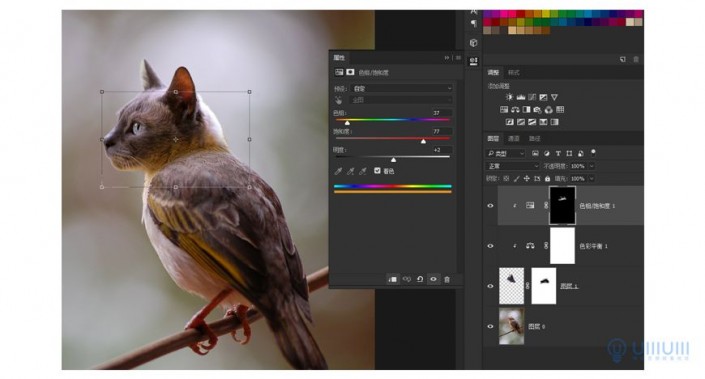 创意合成，PS软件制作长有猫头的猫头鹰图片合成教程