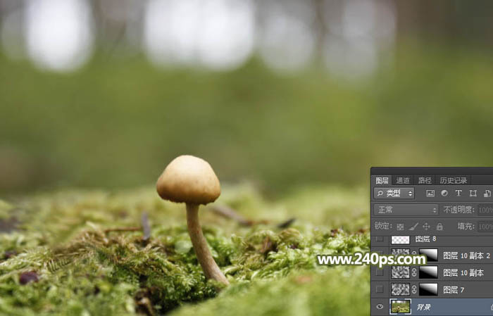 Photoshop合成坐在蘑菇上的小天使场景