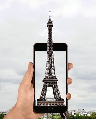 Photoshop制作巴黎鐵塔鉆出手機屏幕效果