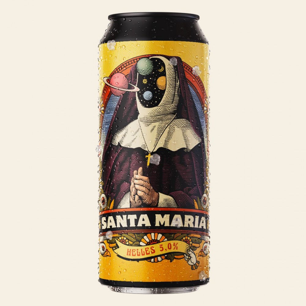 复古风格Santa Maria精酿啤酒包装设计