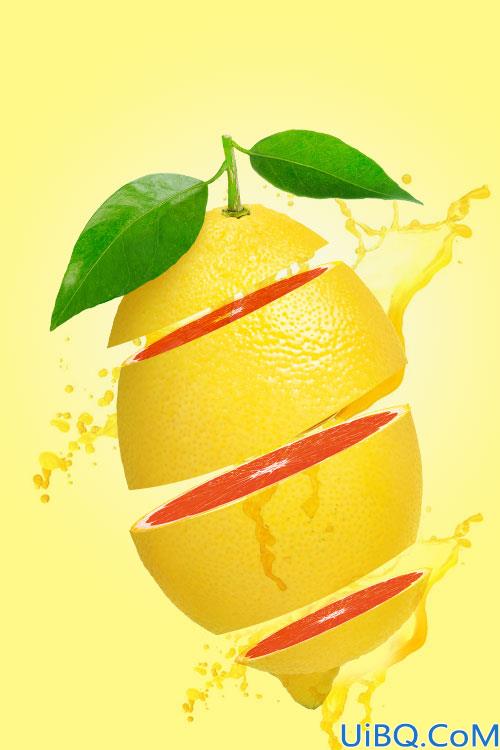 Photoshop圖片特效制作：利用鋼筆工具及變形工具制作刀切檸檬的特效圖片