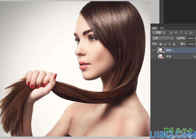 Photoshop扣发丝教程：利用图层样式混合选项抠出美女飘逸的长头发。