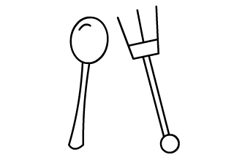 5步画勺子和叉子 来学勺子和叉子简笔画