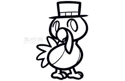 簡易畫戴禮帽的火雞的步驟 畫戴禮帽的火雞的簡筆畫圖片