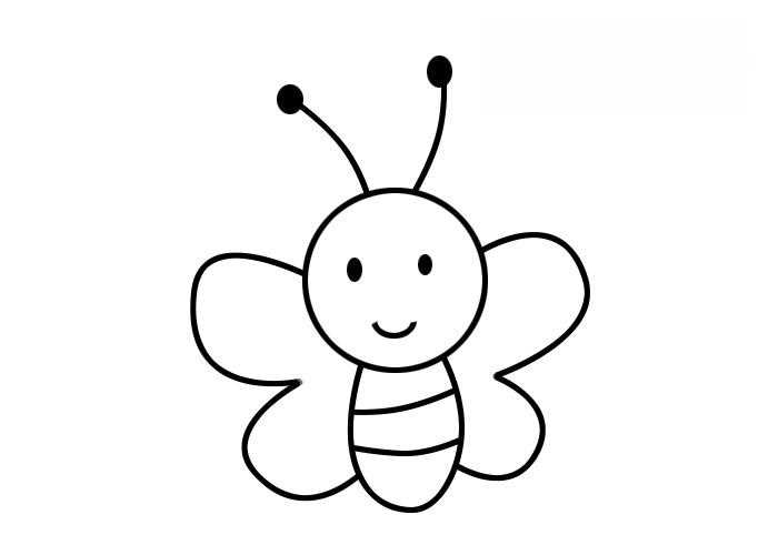 可愛的小蜜蜂簡筆畫步驟和彩色圖片