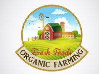 綠色農場新鮮食物標簽素材