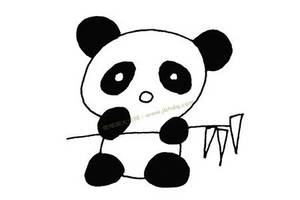呆呆的大熊猫简笔画图片