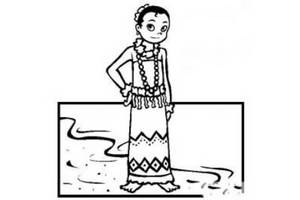 世界民族服飾簡筆畫 薩摩亞小女孩