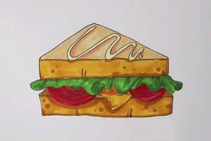 怎么画三明治