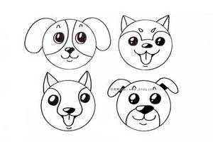 4个狗狗的头像简笔画图片
