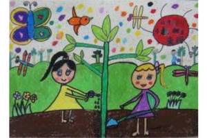 小学生植树节绘画作品之我们爱种树