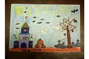 万圣节主题儿童画-万圣节诡异的古堡