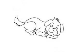 一组可爱的卡通小狗简笔画