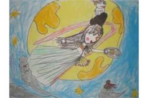 嫦娥散月饼,欢庆中秋儿童画
