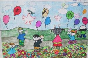 放飞快乐的白鸽三年级六一儿童节画