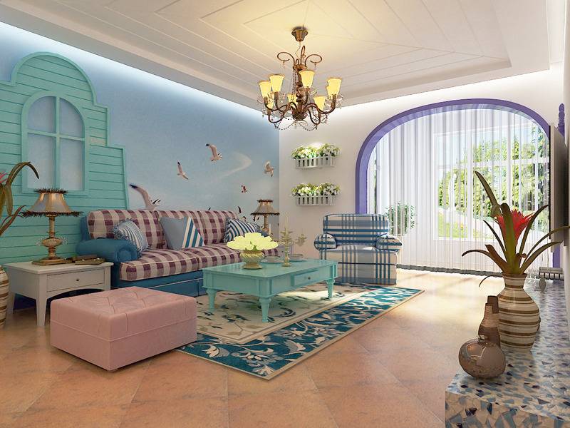 地中海客厅沙发单人沙发设计案例展示