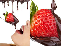美女、草莓和巧克力高清图片素材