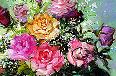玫瑰花花瓶油画图片