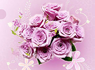玫瑰花紫色梦幻花纹图片背景