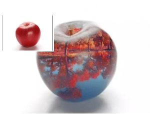 艺术合成，合成一个风景优美的水晶苹果
