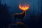火焰效果，合成頭上著火的火炎鹿