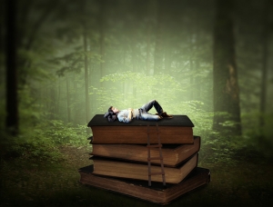 创意合成，在PS中合成一个在丛林书本上睡觉的男孩