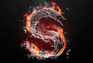 火焰字，利用素材合成火与水结合一起的火焰字教程。