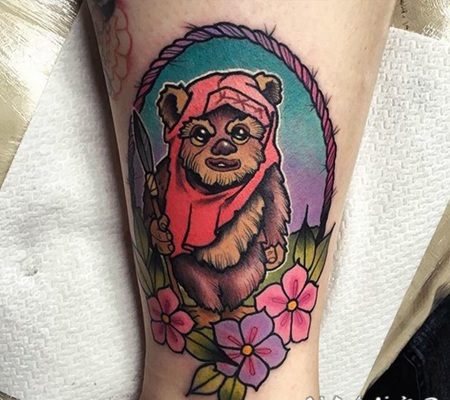 小腿小熊纹身图案 可爱的小熊刺青图片(3)