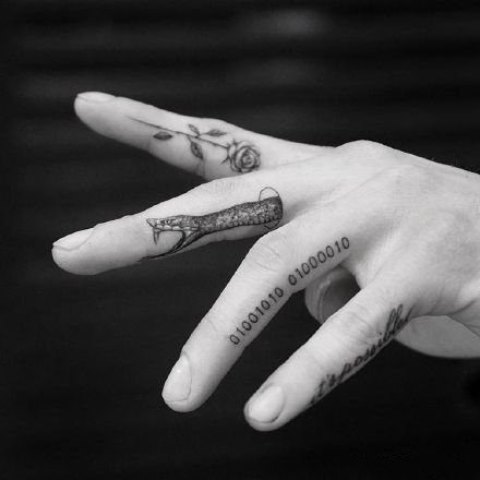 個性手指手背紋身 男性紋身圖案