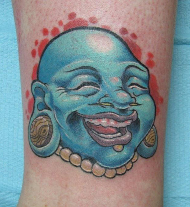 笑脸弥勒佛纹身图案 改运纹身图片