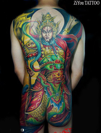 中国风传统二郎神纹身 二郎神满背纹身图片(2)