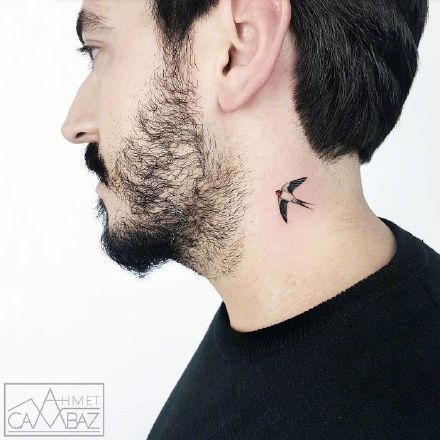 脖子上好看的纹身 颈部纹身图案大全(3)