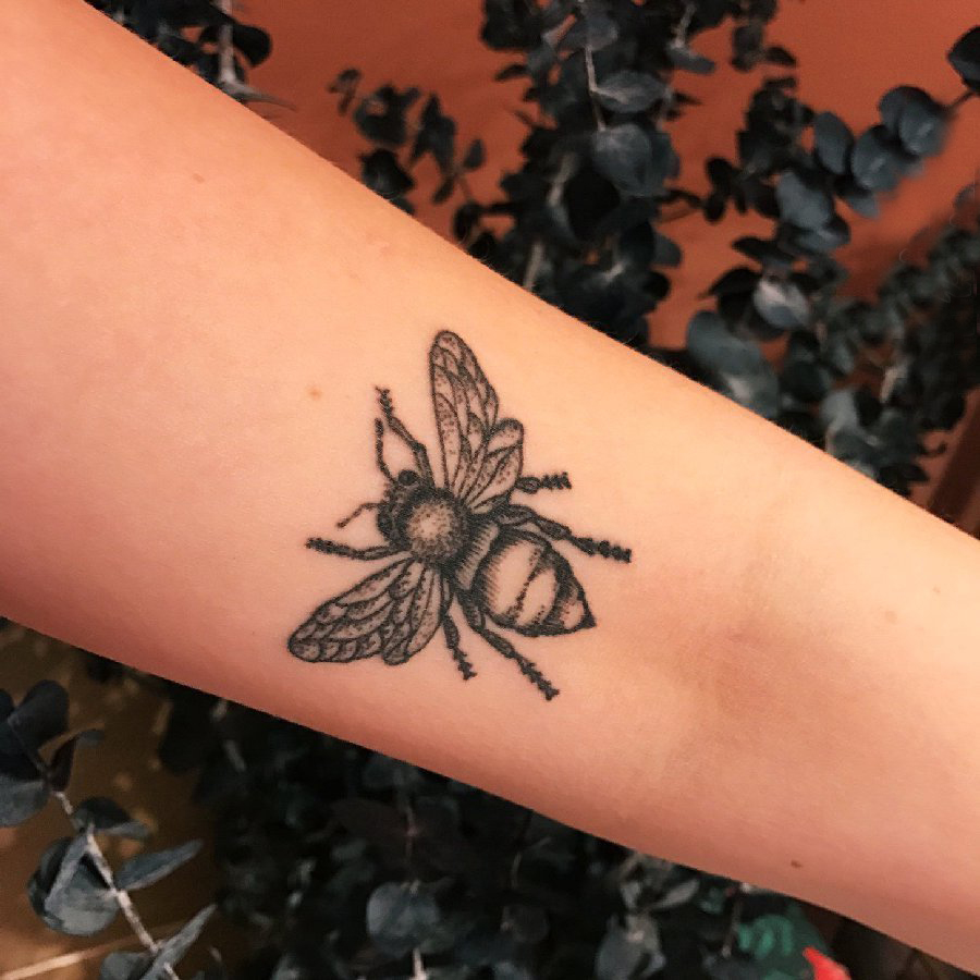 蜜蜂纹身刺青 黑白色蜜蜂刺青(4)