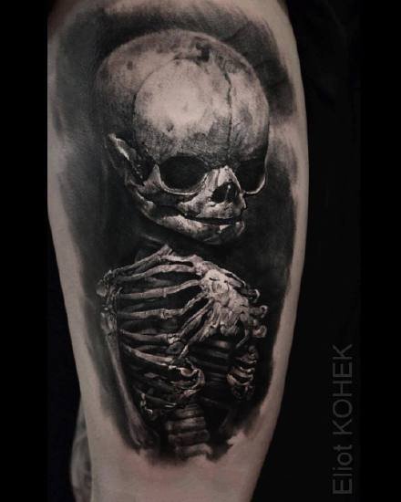 欧美超暗黑的写实骷髅等纹身图(2)