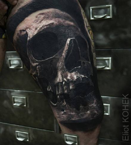 欧美超暗黑的写实骷髅等纹身图(3)