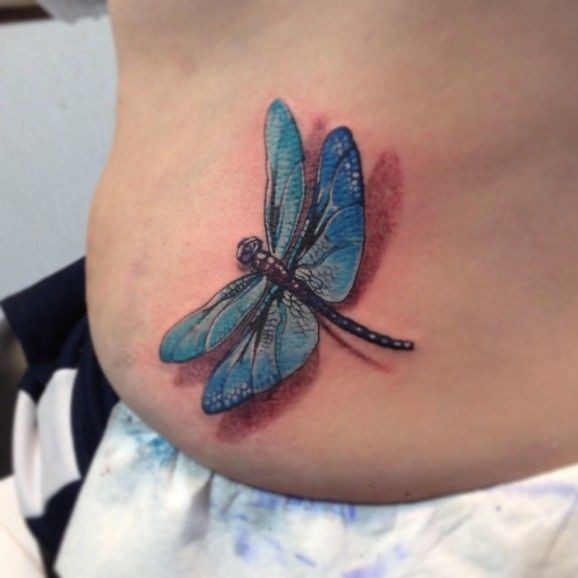 幸运蓝蜻蜓纹身 蜻蜓纹身实拍效果图(2)