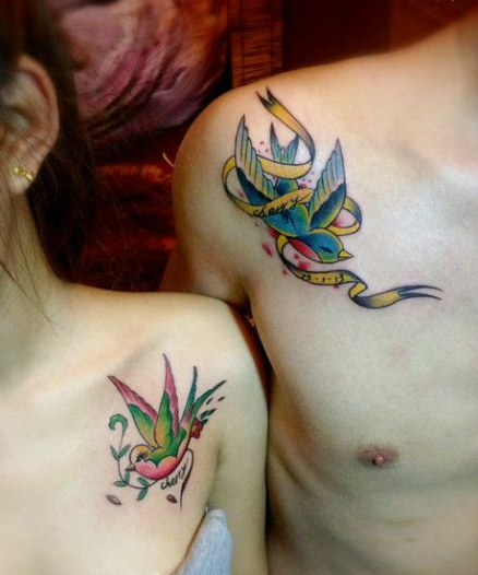 肩膀燕子纹身图片 燕子刺青团(2)