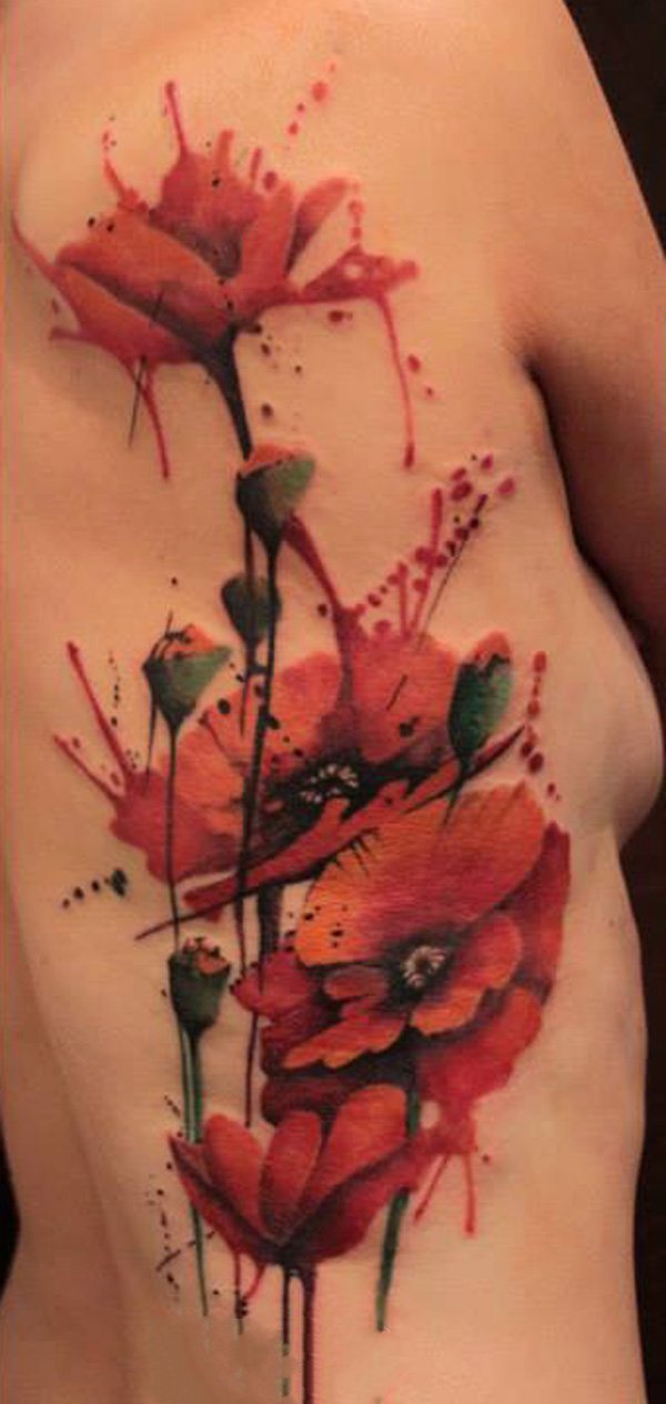 罂粟花纹身图片 有哪些好看的花朵纹身(2)