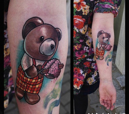 精选玩具熊纹身图案 可爱的彩绘小熊玩偶纹身(4)