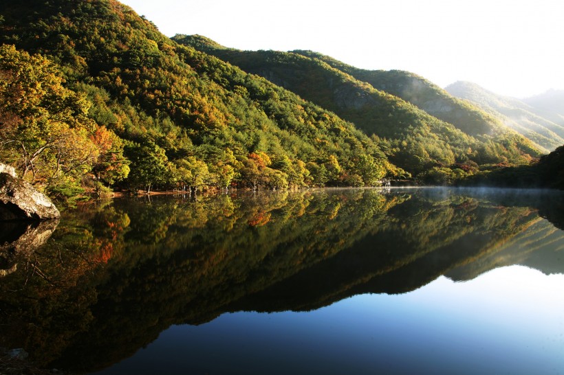 湖面倒影风景图片