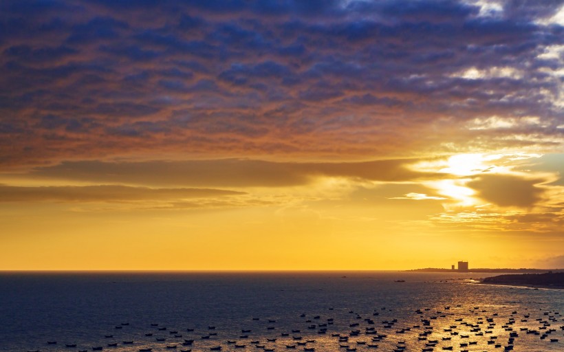 电白晏镜海湾夕阳美景图片