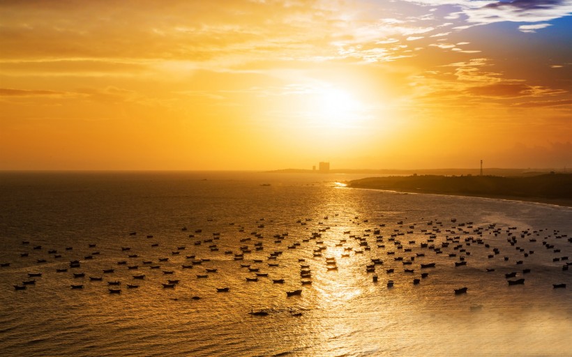 电白晏镜海湾夕阳美景图片