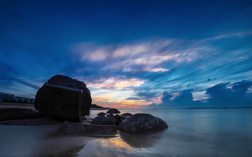 唯美大海晚霞风景图片