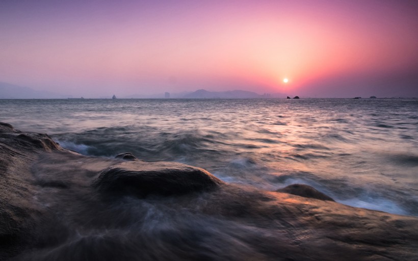 唯美大海晚霞风景图片