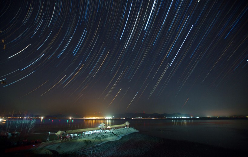 璀璨神奇的星轨风景图片